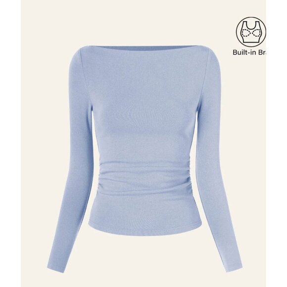 OGL Sea Glass Boatneck Side Ruched Brami Top NWT - Picture 6 of 6